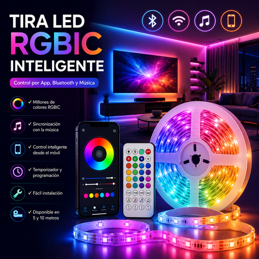 Tira LED RGBIC Inteligente para TV, Gaming y Hogar | HomeNova