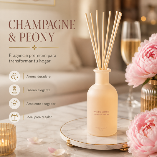 Difusor de Aroma Champagne & Peony | Fragancia Premium para Hogar | HomeNova