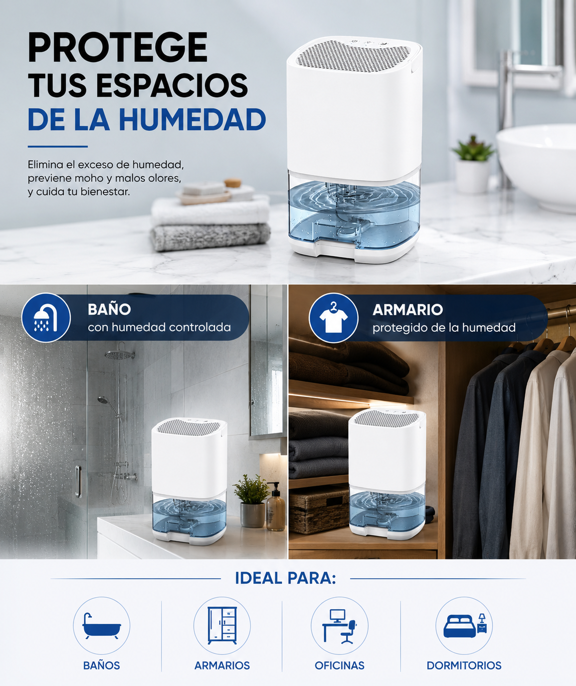Deshumidificador Compacto Inteligente para Hogar | HomeNova
